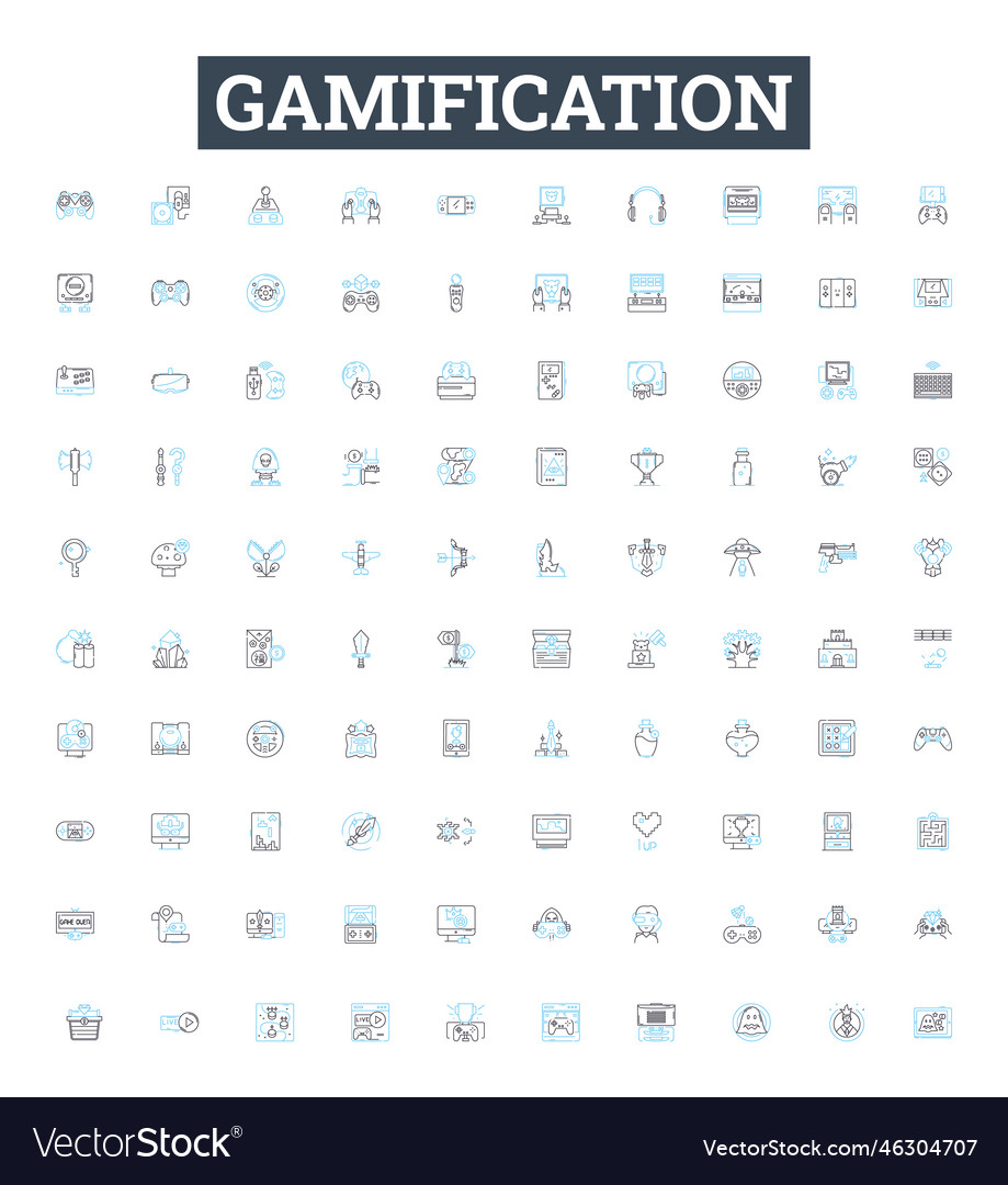 Gamification line icons set