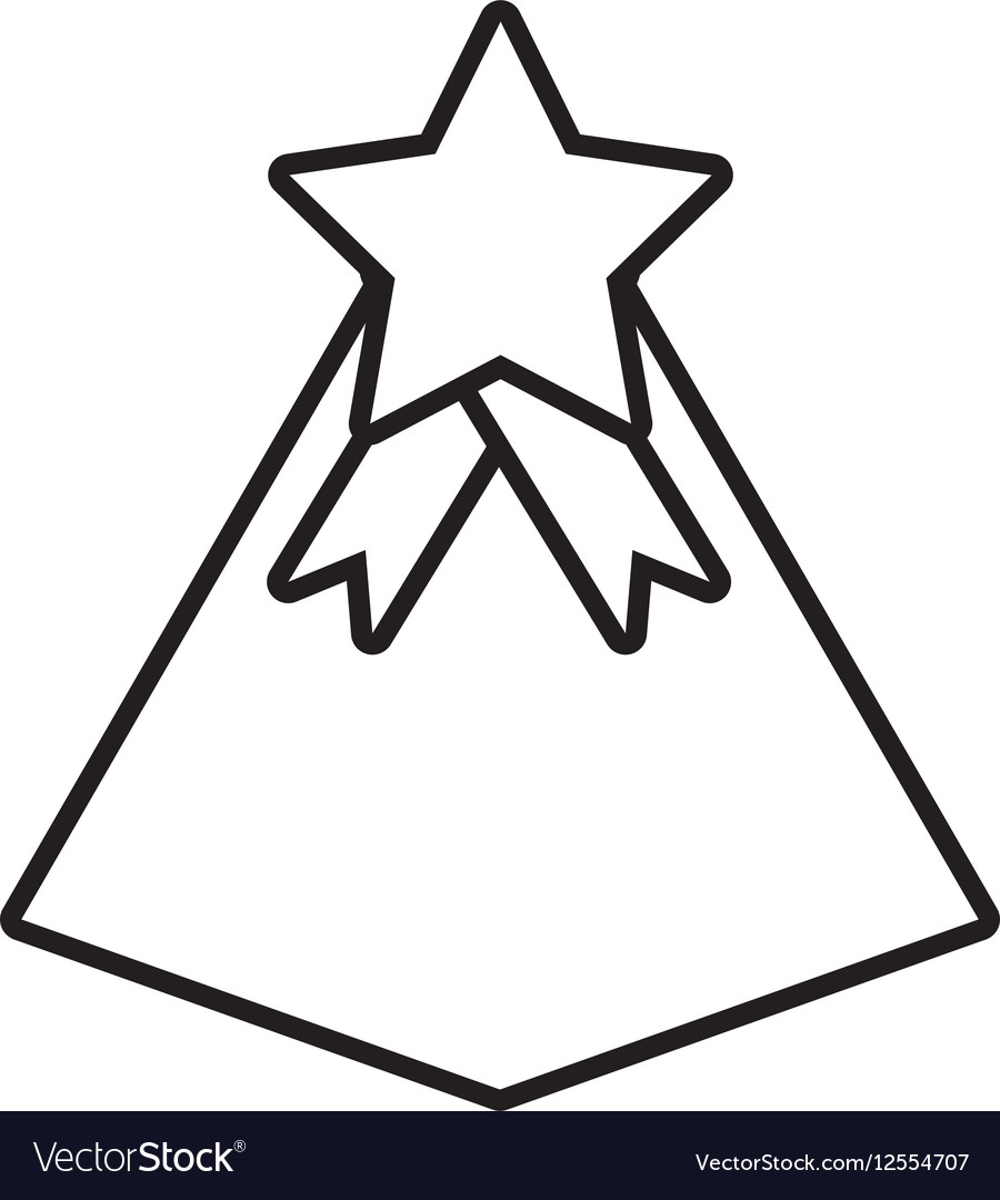 Gift Box Pyramid Star Ribbon Decorative Outline Vector Image