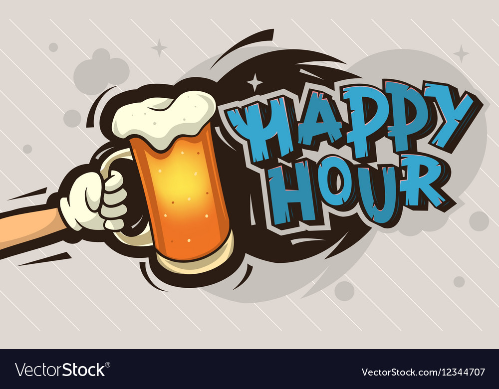 Happy Hour Cool Funny Cartoon Of Royalty Free Vector Image: Get Your ...