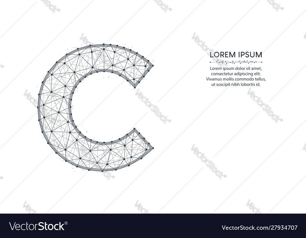 Letter c low poly design alphabet abstract