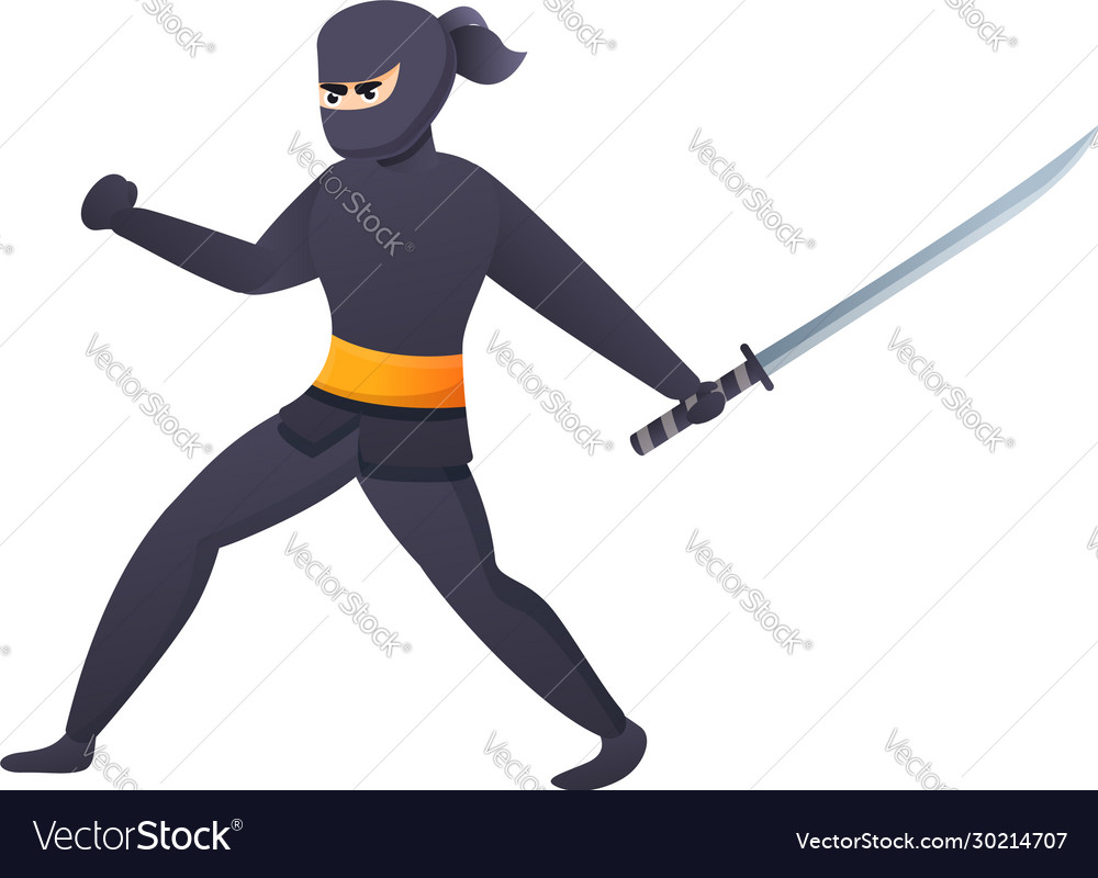 Ninja attack icon cartoon style Royalty Free Vector Image