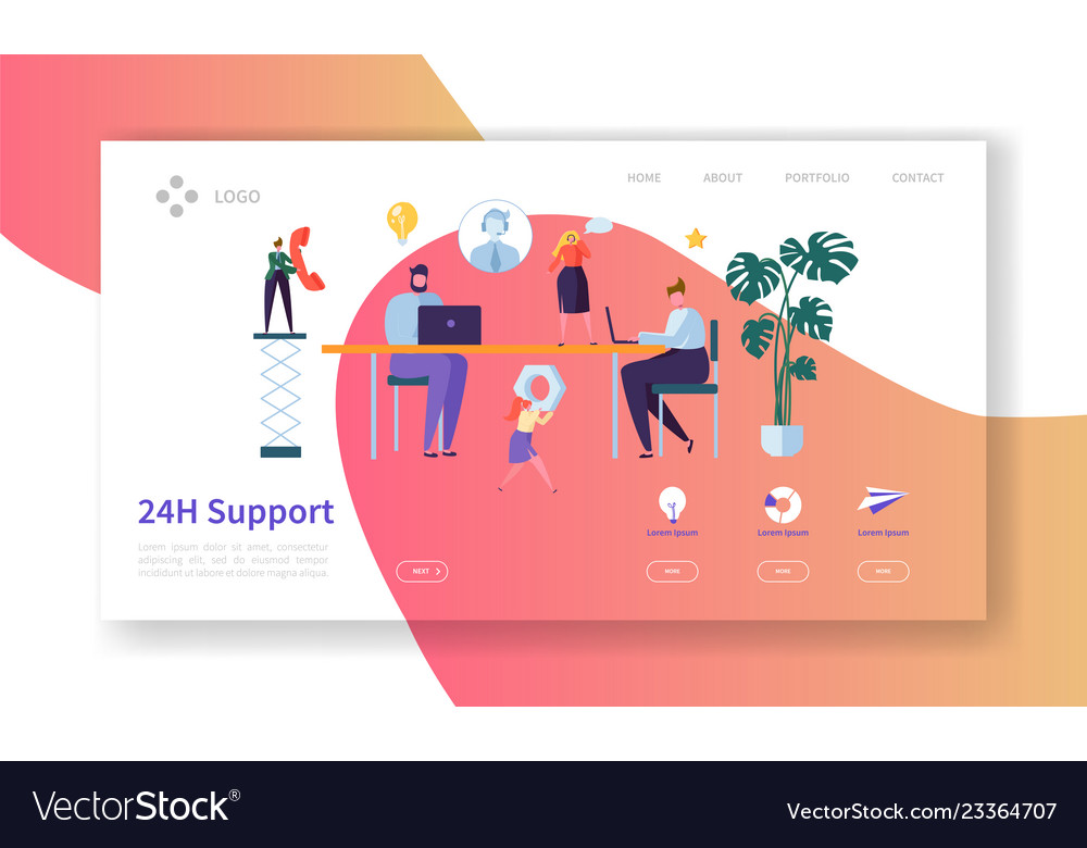 Technical support customer service landing page Vector Image