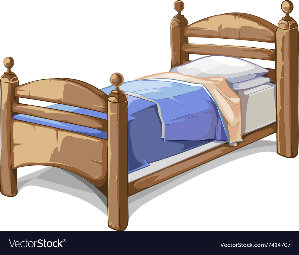 Wood bed in cartoon style Royalty Free Vector Image