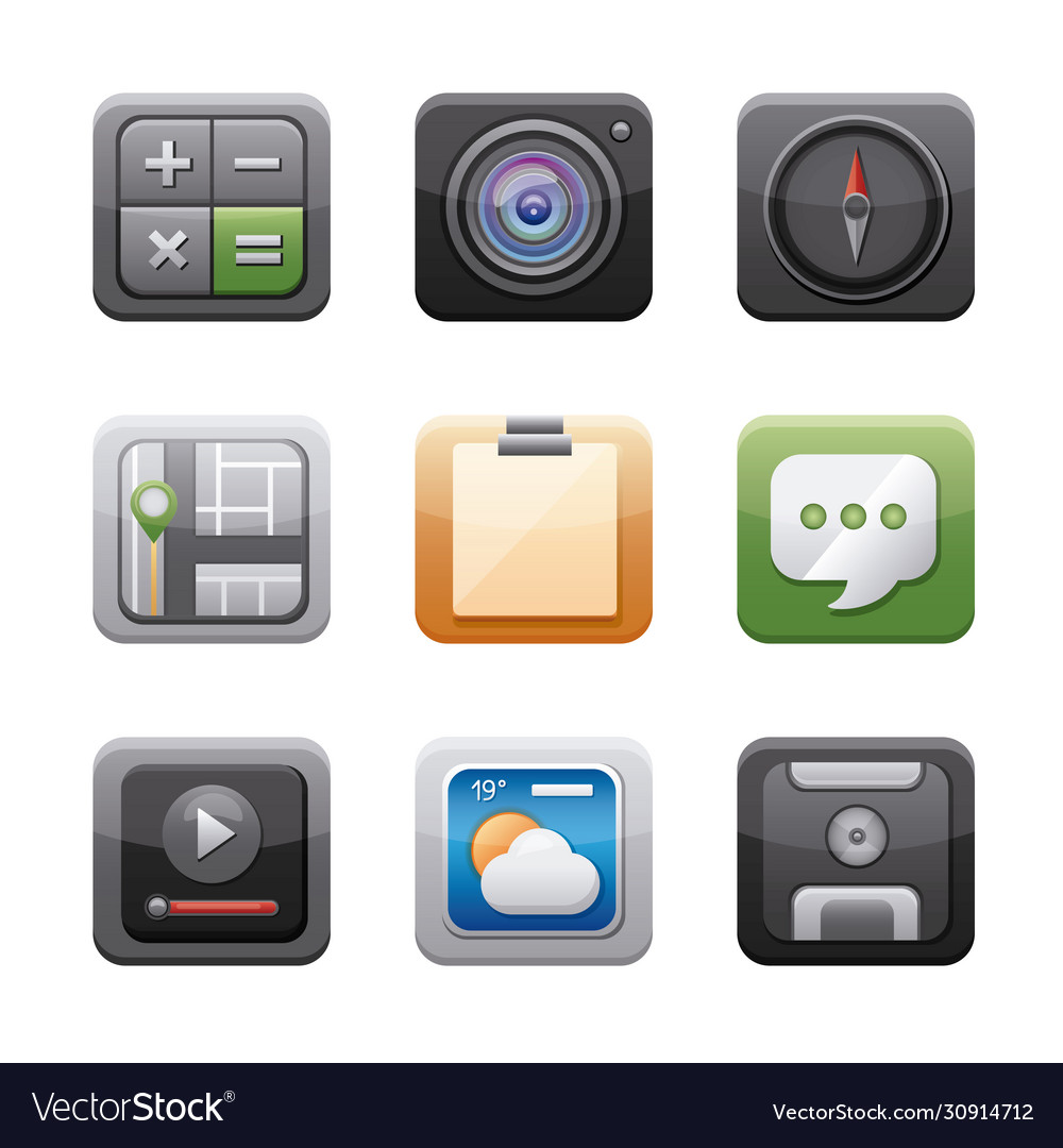 Bundle apps buttons menu panel vector image Bundle apps buttons menu panel