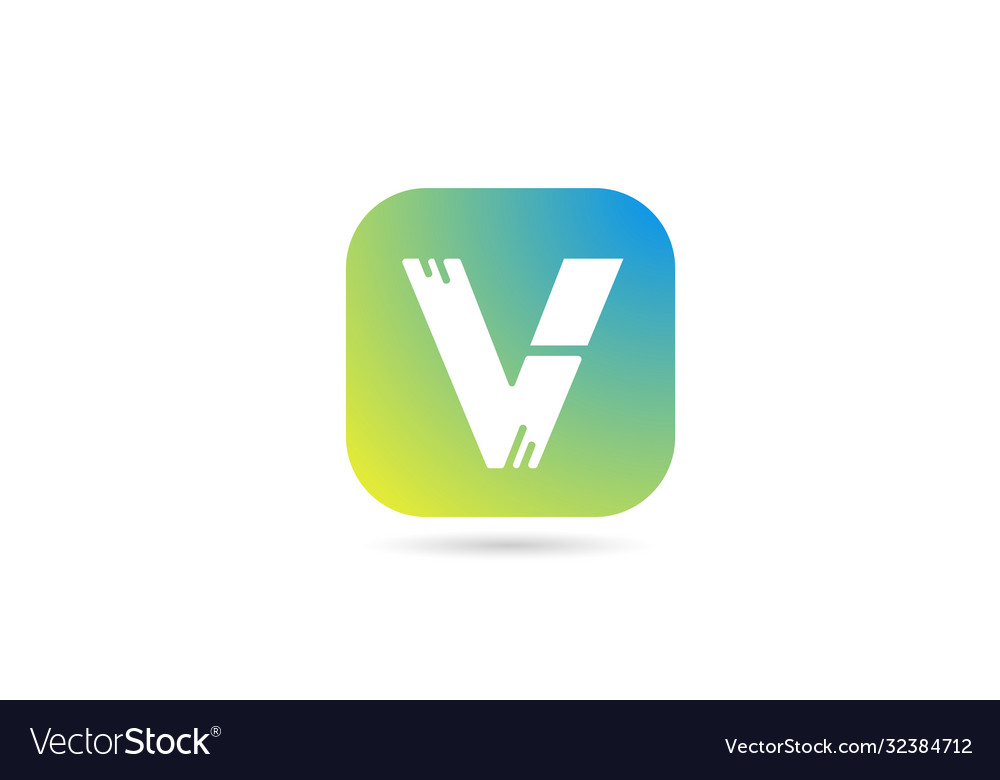 Green blue v alphabet letter logo icon design