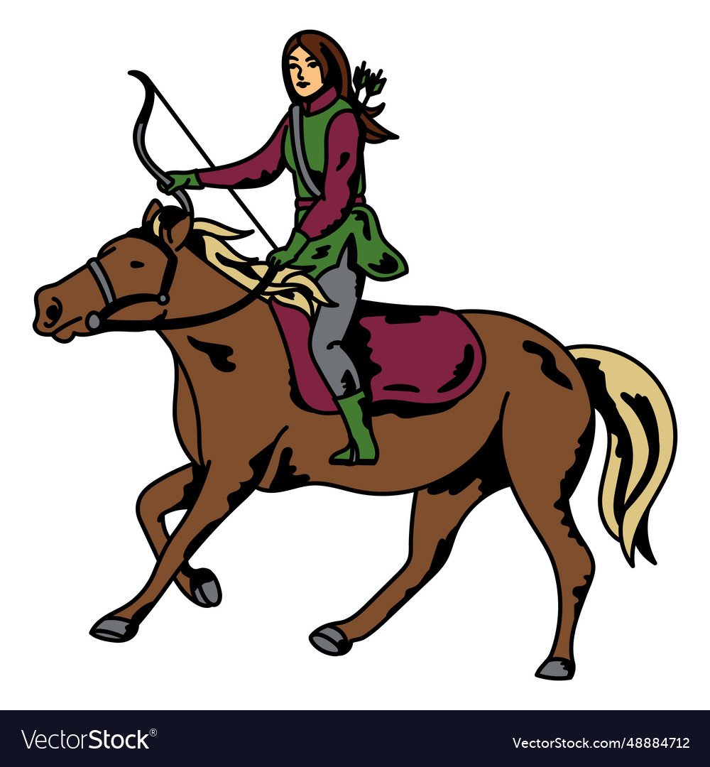 Horse riding archer character Royalty Free Vector Image