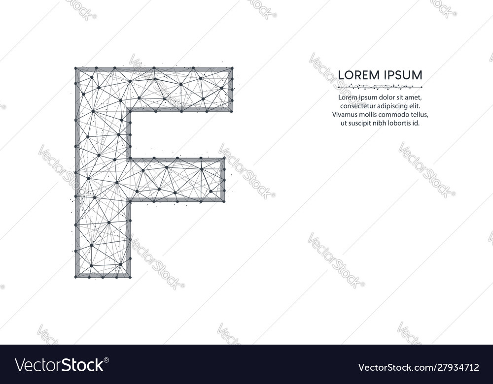 Letter f low poly design alphabet abstract