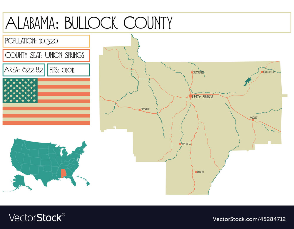 Karte von Bullock County in alabama usa