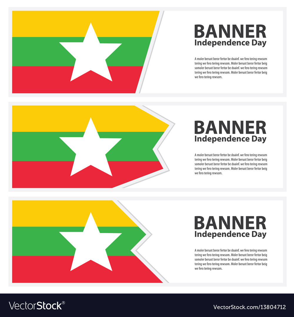 Myanmar Flag Banners Collection Independence Day Vector Image