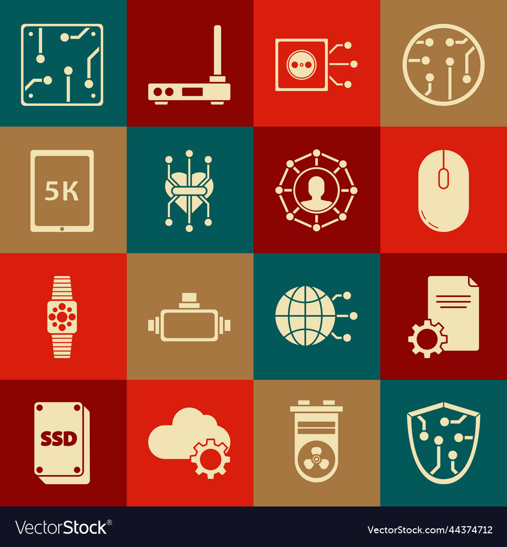 Set cyber security file document computer mouse vector image Set cyber security file document computer mouse