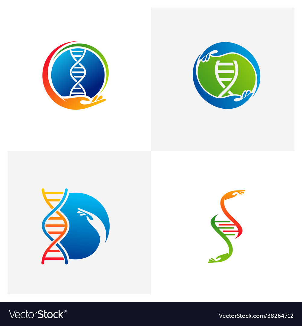 Set dna care logo template creative