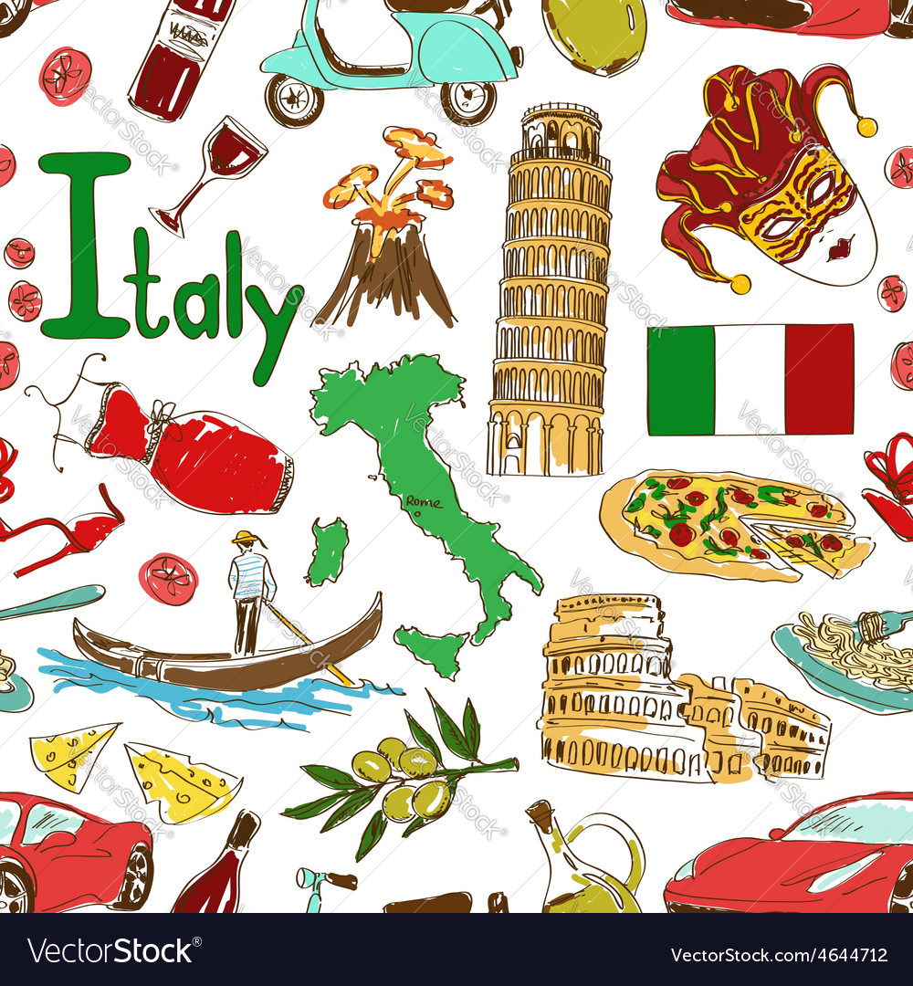 Sketch italy seamless pattern Royalty Free Vector Image