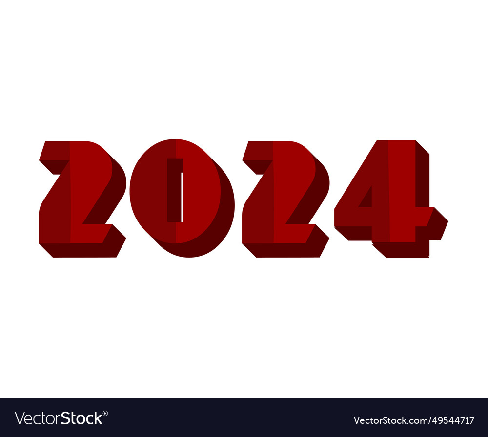 2024 Happy New Year Abstract Red Graphic Design Vector Image