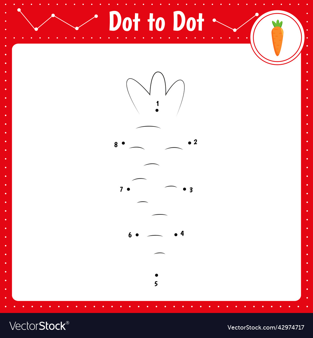 Connect the dots carrot dot to educational vector image