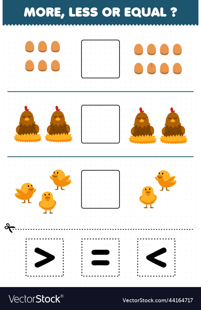 Education game for children more less or equal Vector Image