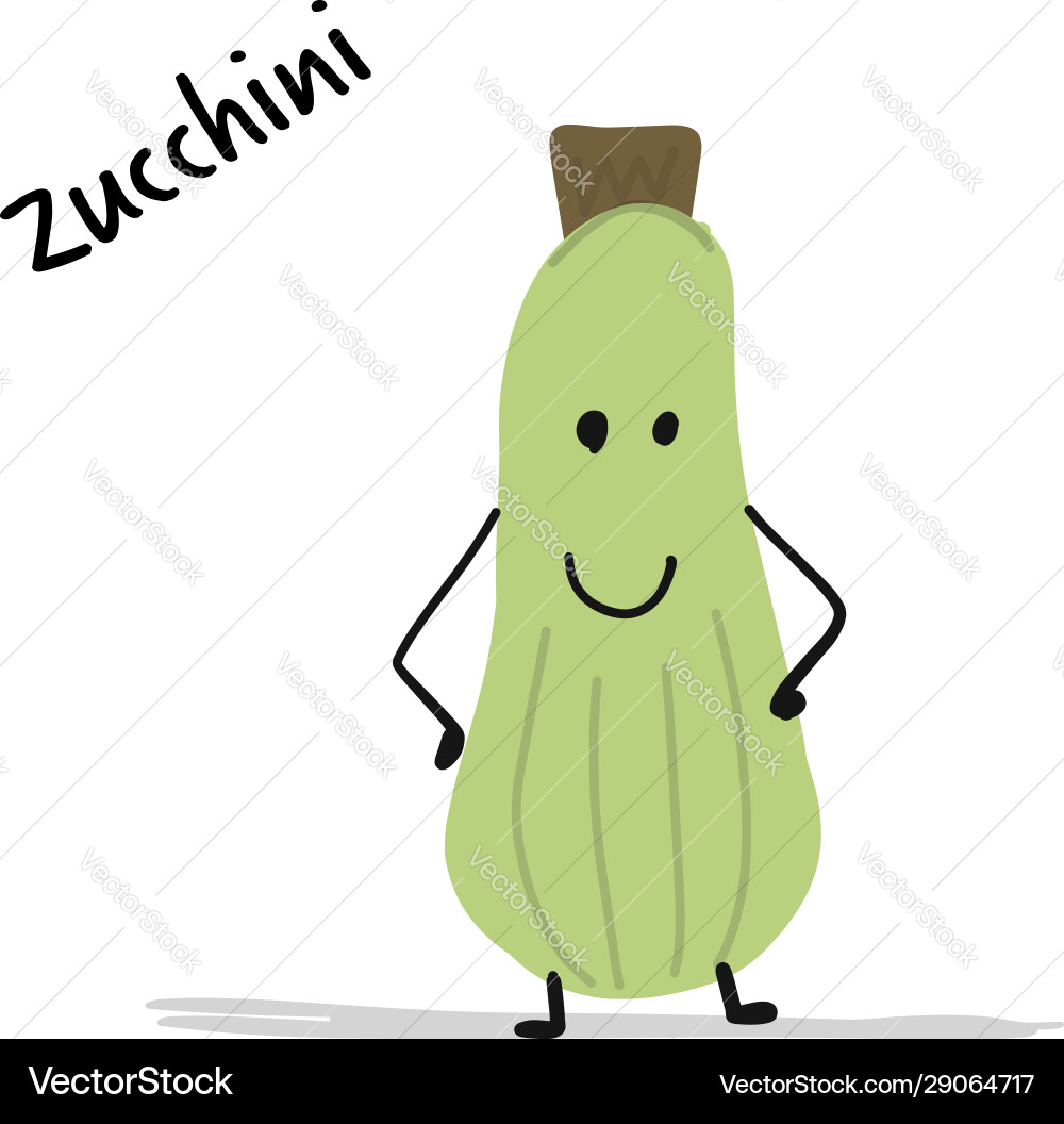 Funny smiling zucchini character for your design Vector Image