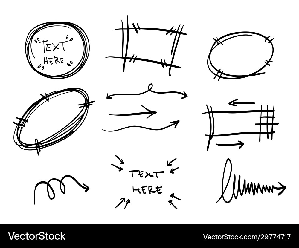 Hand drawn set abstract doodle elements Royalty Free Vector