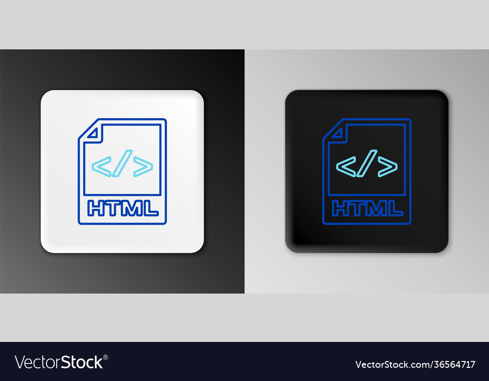 Line html file document download button icon vector image Line html file document download button icon