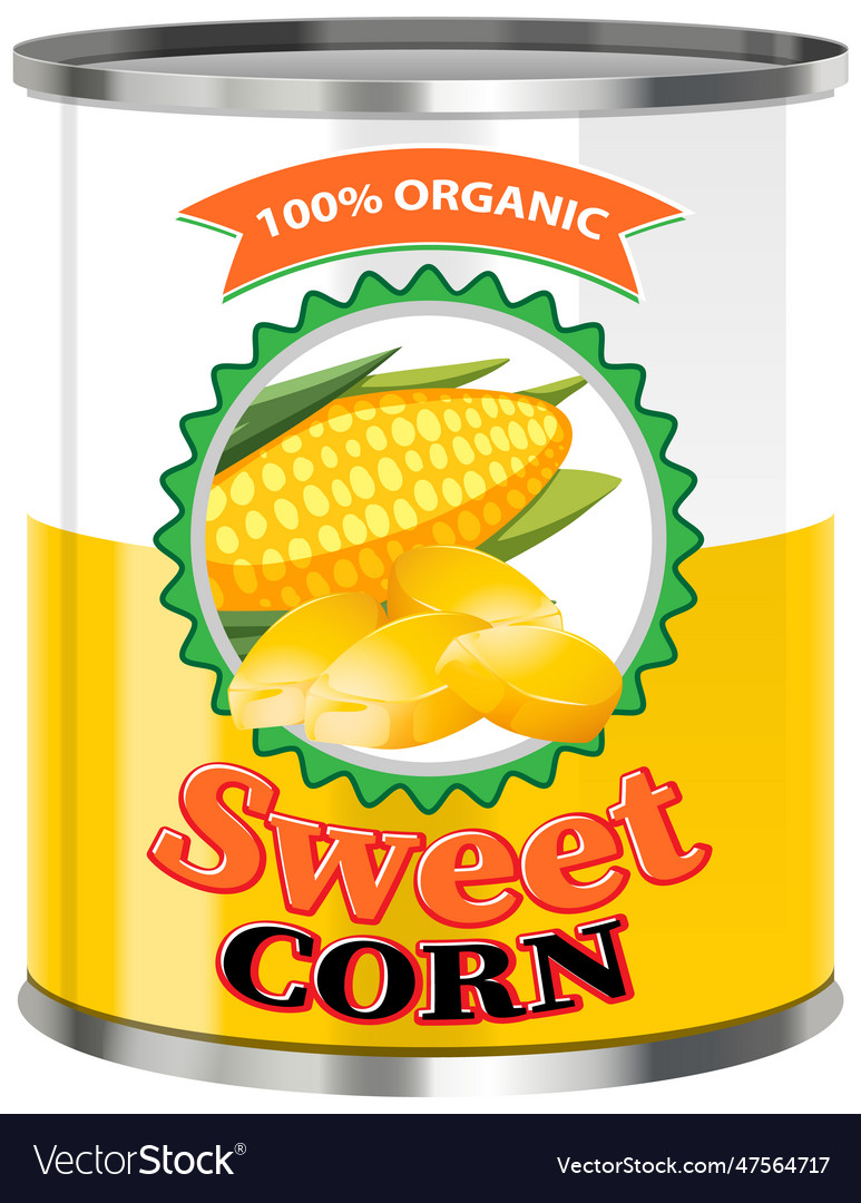 Sweet corn food can Royalty Free Vector Image - VectorStock