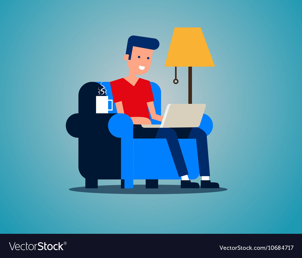 Download Young adult man working at home Royalty Free Vector Image