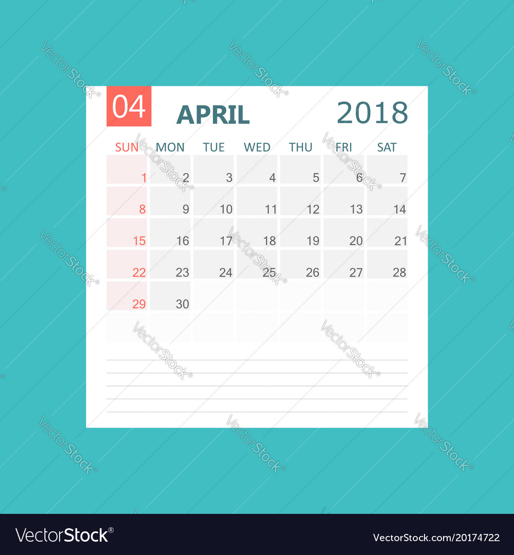 April 2018 calendar planner design