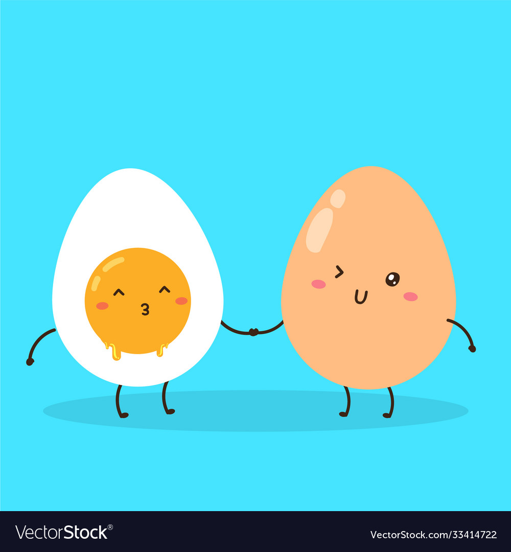 Cute happy fried egg characters design Royalty Free Vector