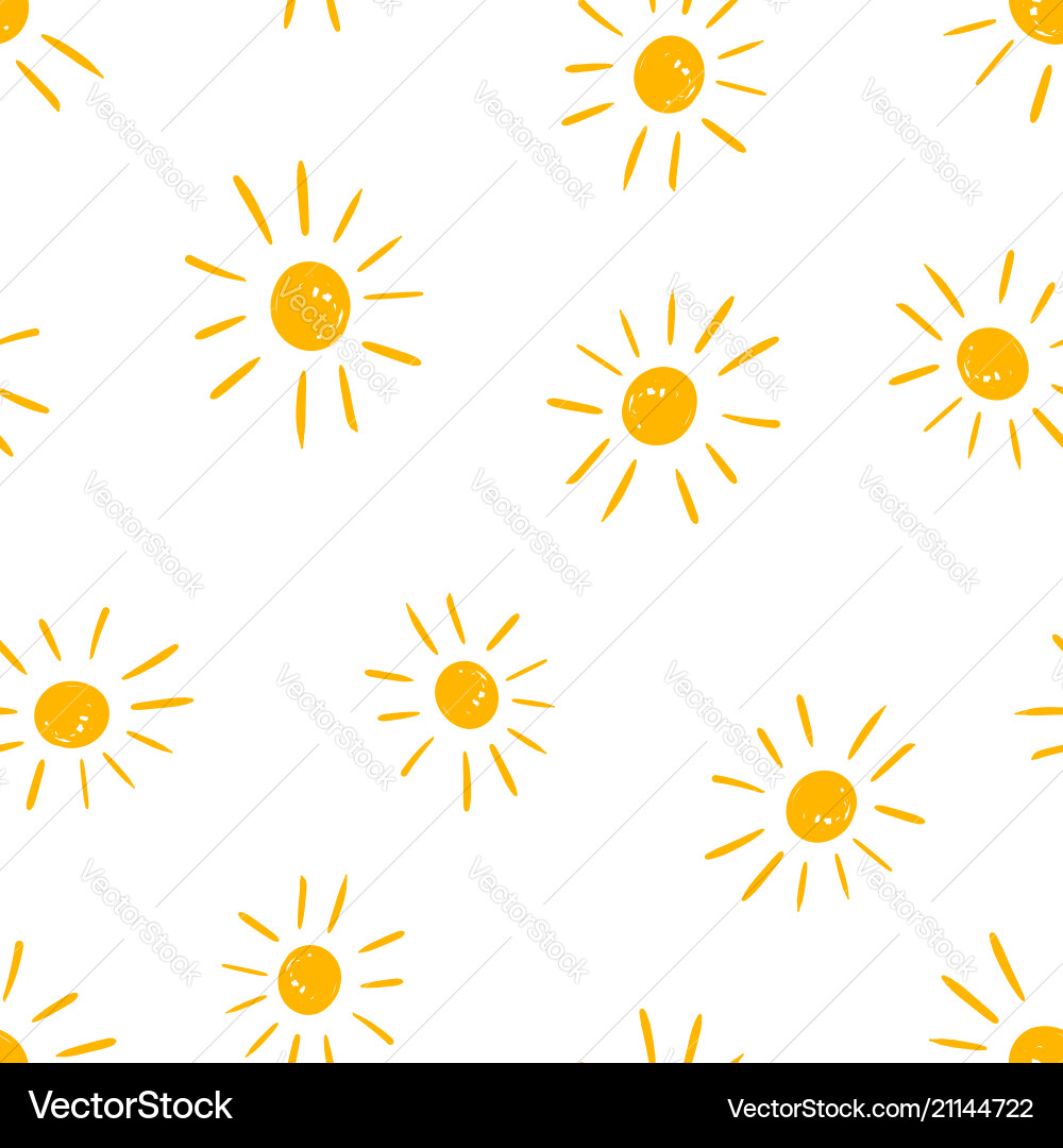 Hand drawn sun icon seamless pattern background Vector Image