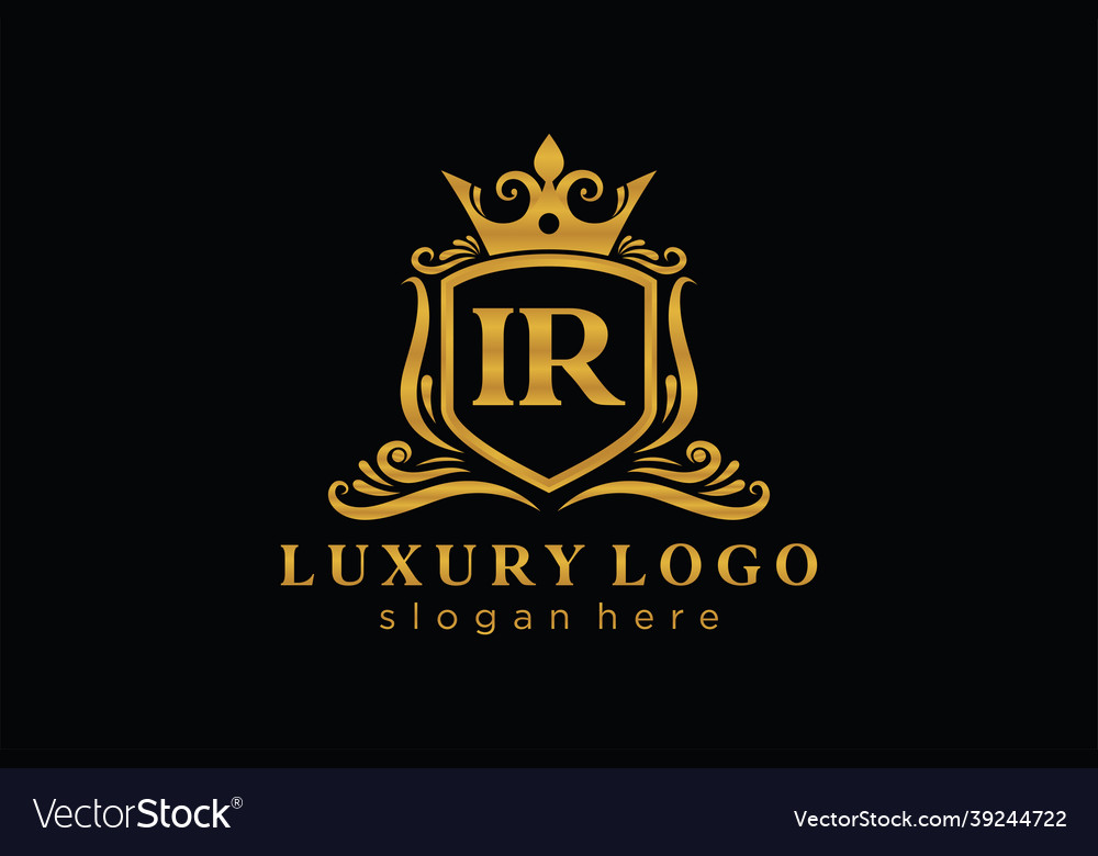 Initial ir letter royal luxury logo template Vector Image