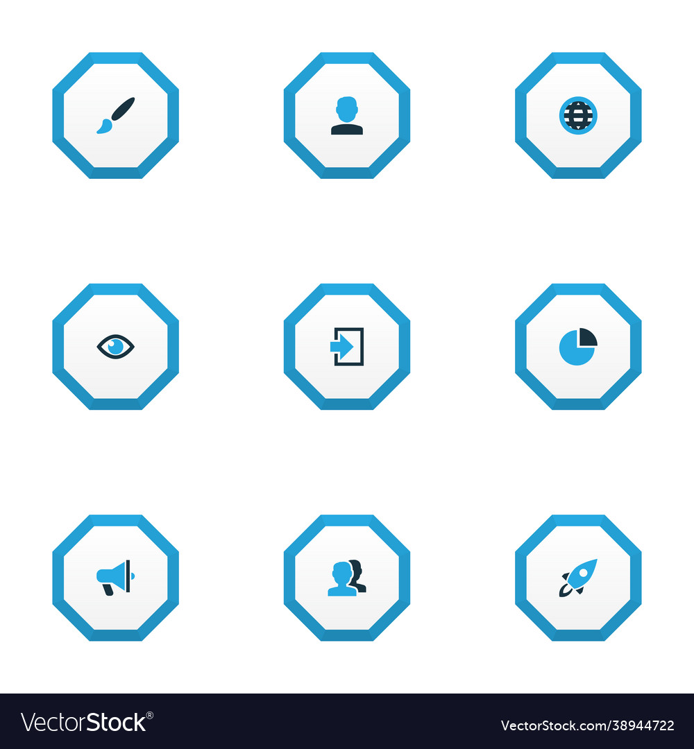 Interface icons colored set with user globe vector image Interface icons colored set with user globe