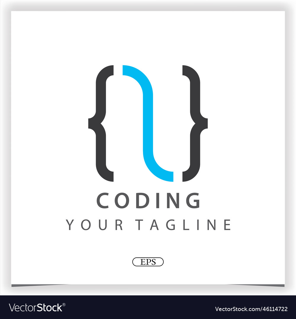 Letter n coding or programmer logo premium vector image Letter n coding or programmer logo premium