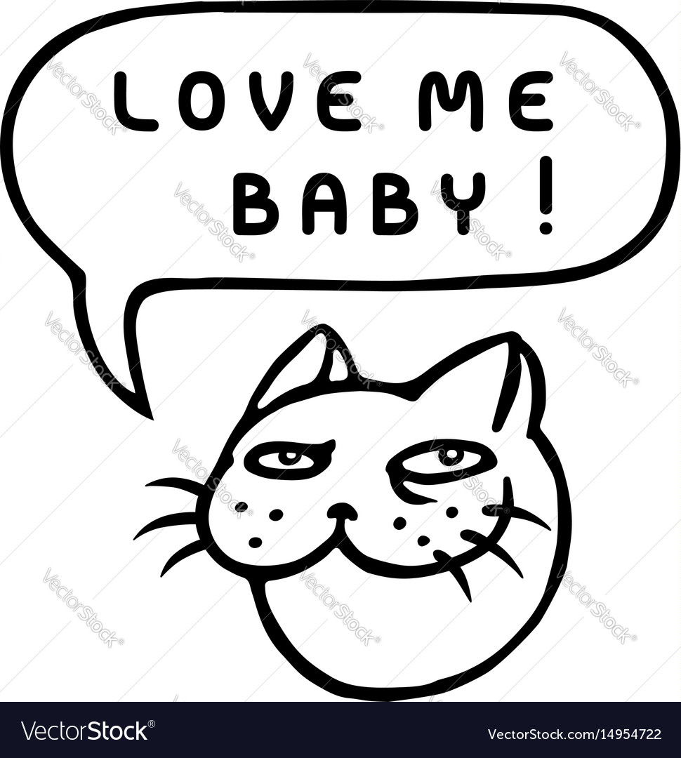 Liebe mich Baby Cartoon Katze Kopf Sprachblase
