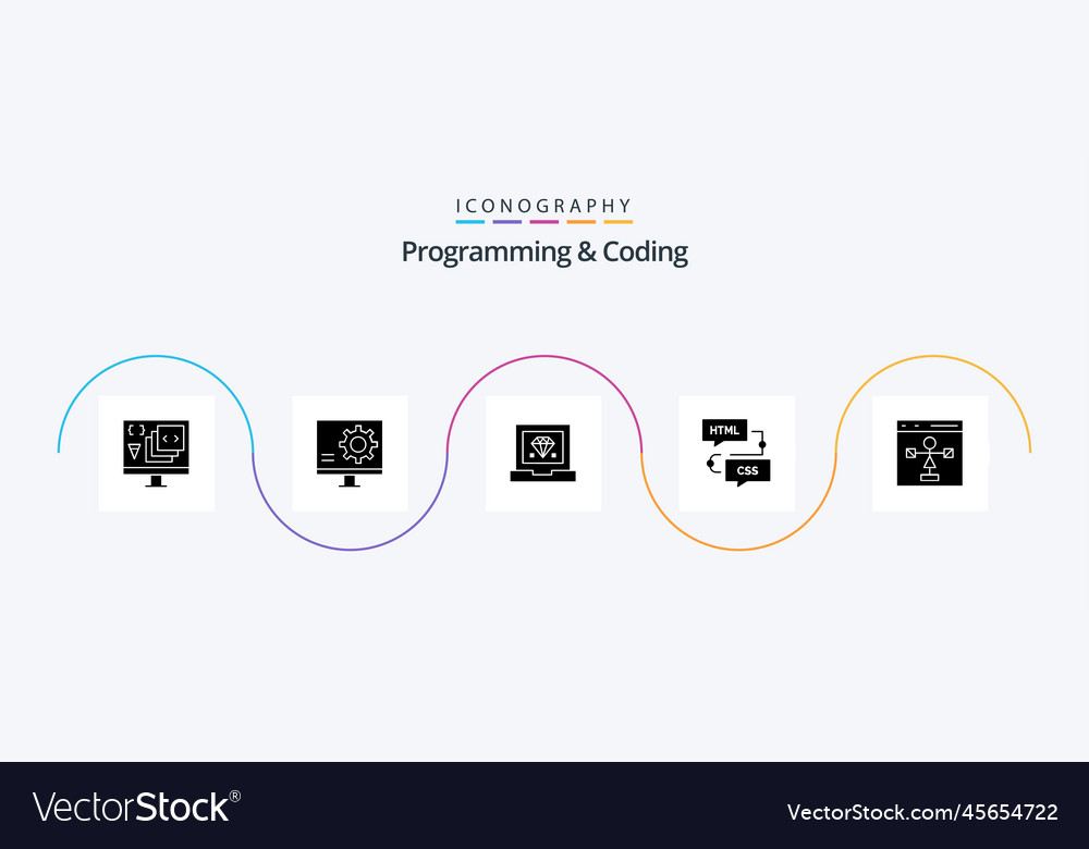Programming and coding glyph 5 icon pack