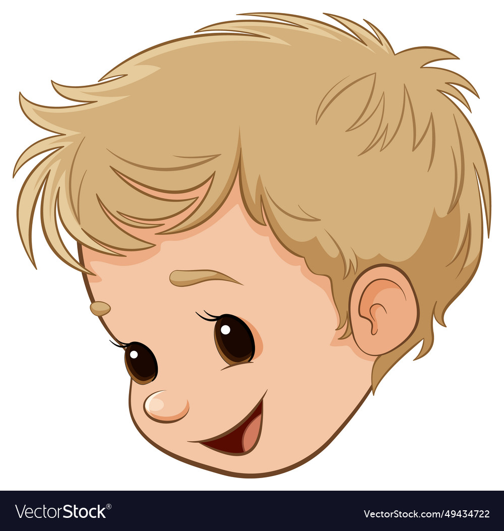 Smiling cartoon boy with isolated head