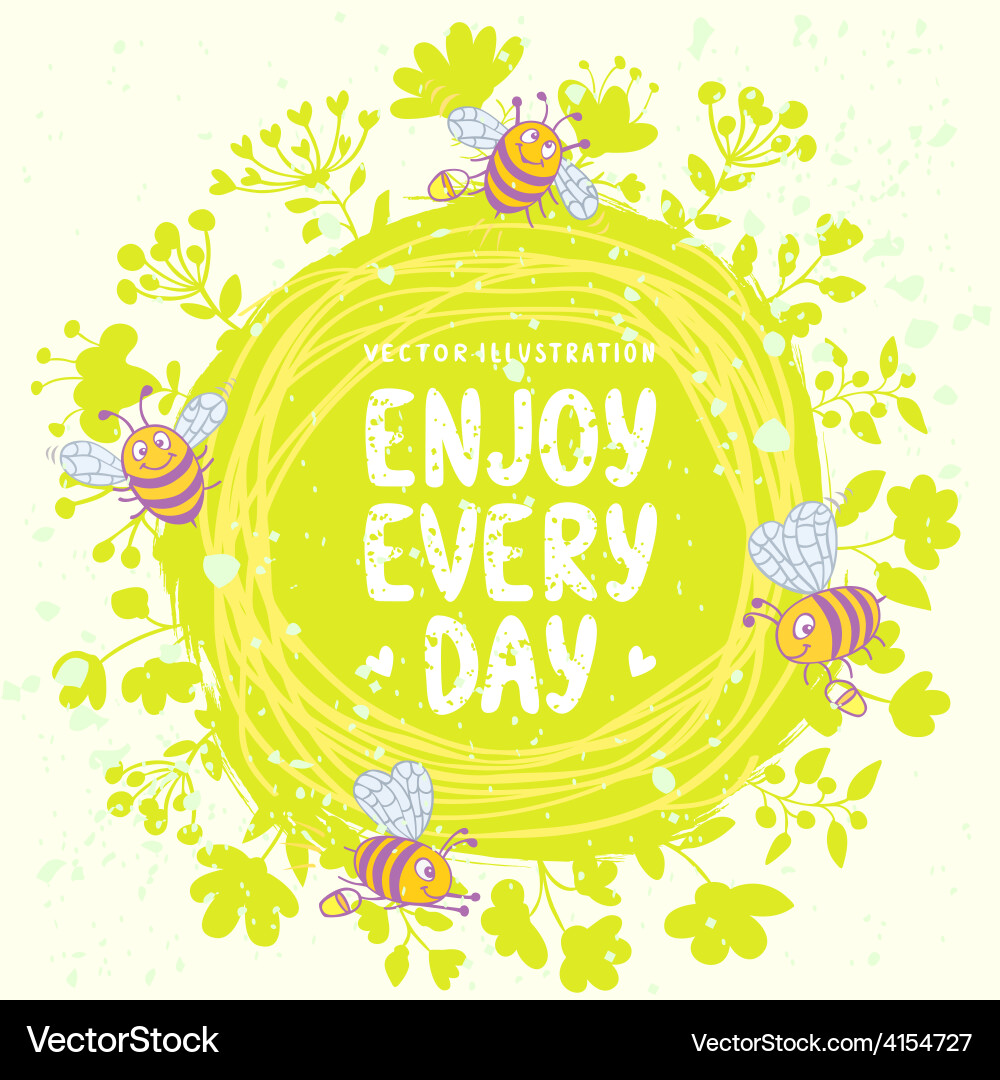 Bee card Royalty Free Vector Image - VectorStock