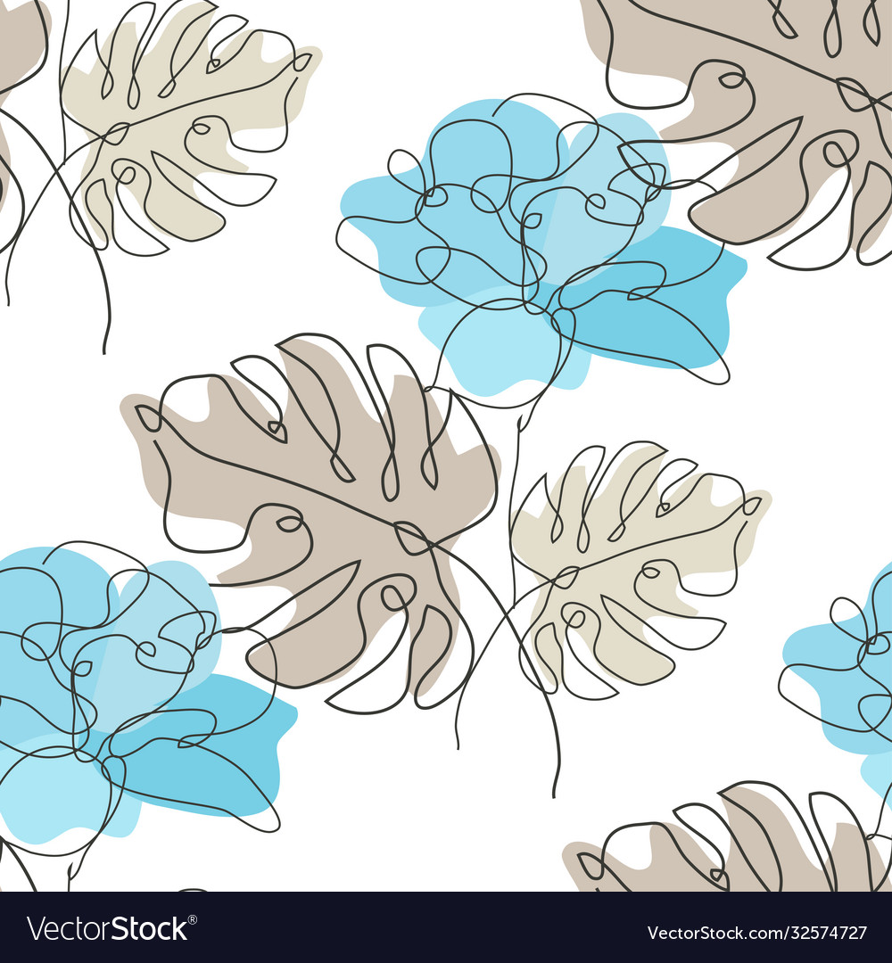 Floral seamless pattern line art