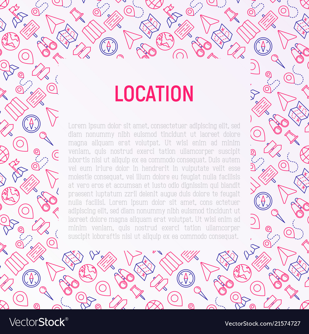 Location concept with thin line icons
