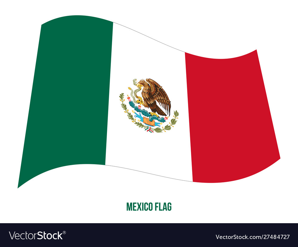 Mexico flag waving on white background Royalty Free Vector