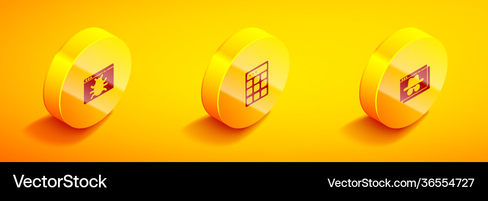 Set isometric system bug password protection Vector Image