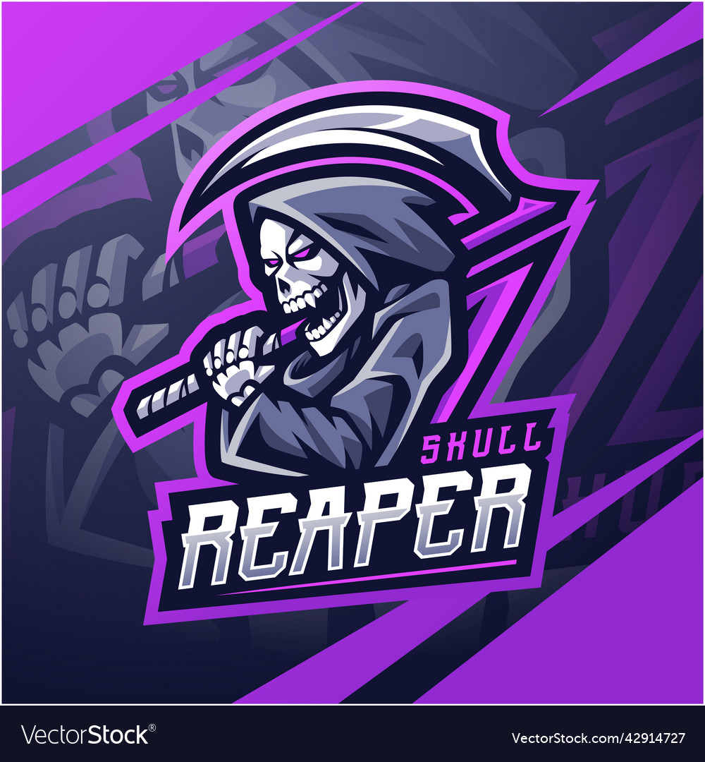 Skull reaper logo mascot design Royalty Free Vector Image