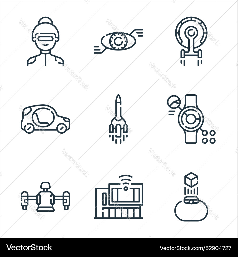 Technology future line icons linear set Royalty Free Vector