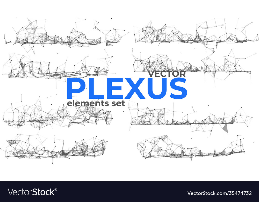 Abstract plexus design elements set vector image Abstract plexus design elements set