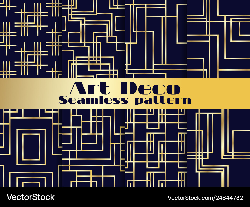 Art deco seamless pattern set vintage background Vector Image