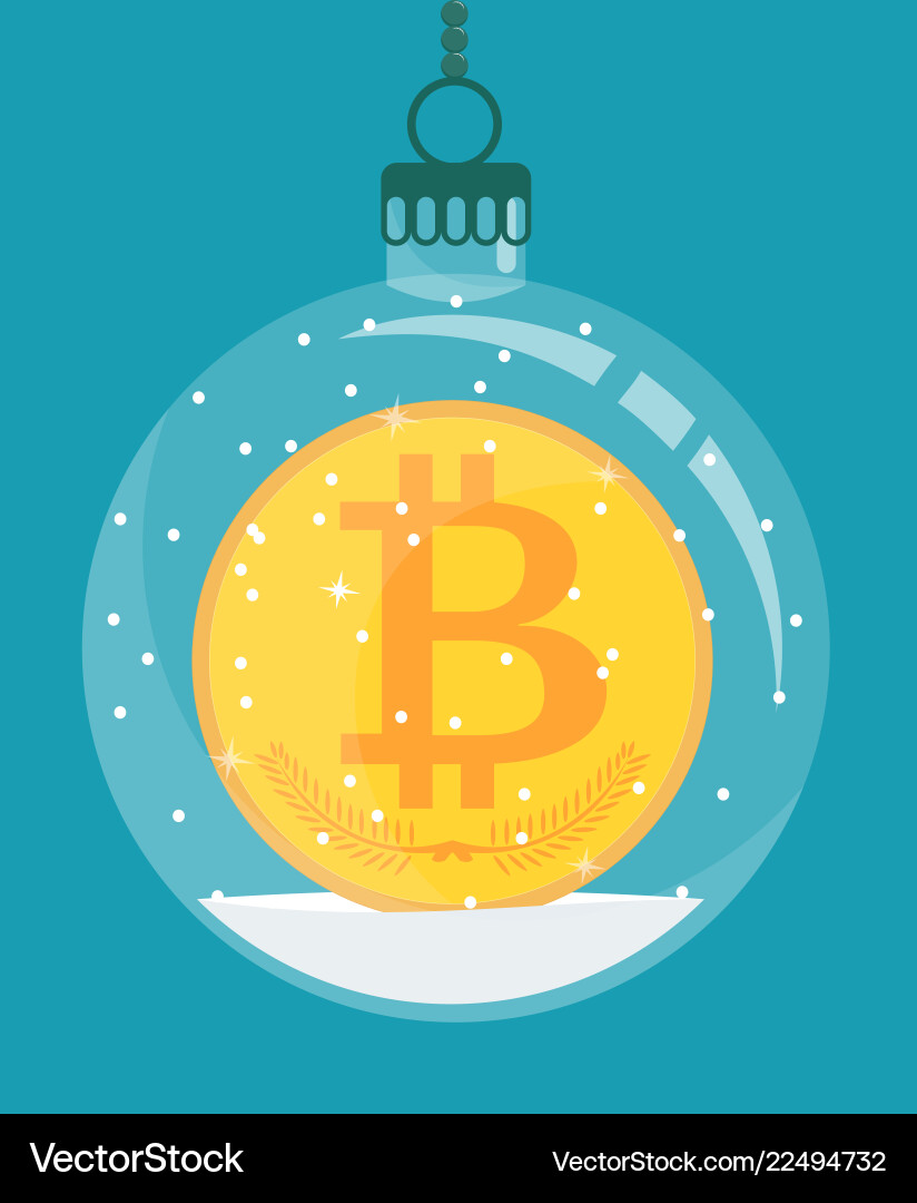 Bitcoin Inside Christmas Decoration Royalty Free Vector