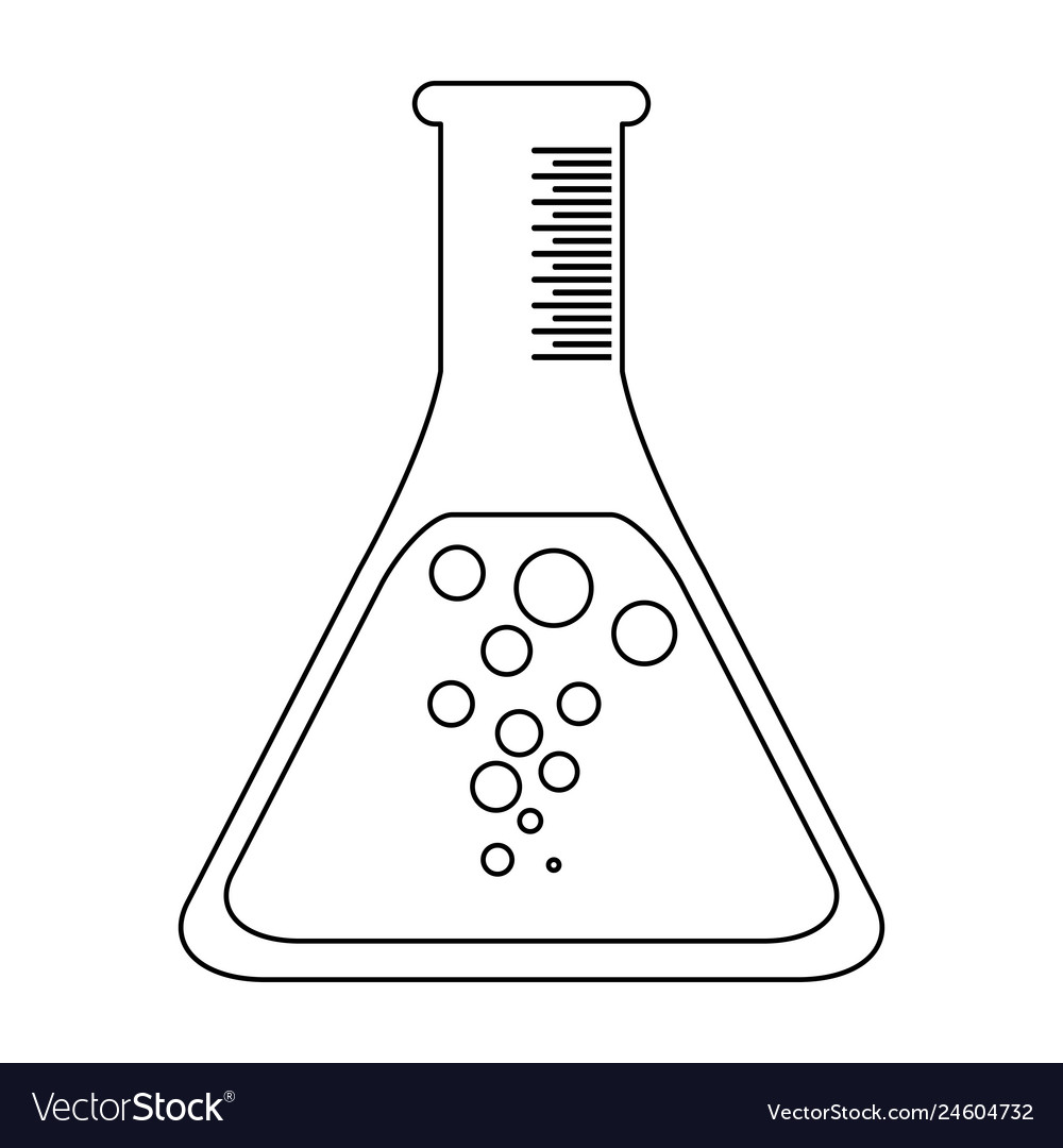 Chemistry flask symbol in black and white vector image Chemistry flask symbol in black and white