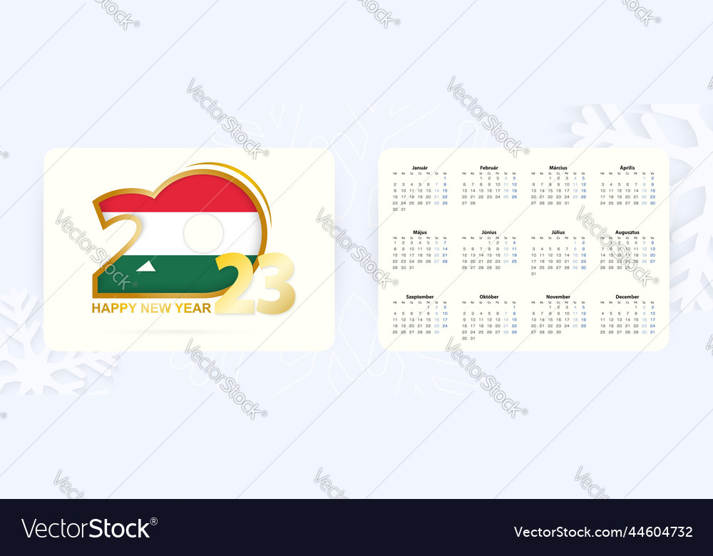 Horizontal pocket calendar 2023 in hungarian