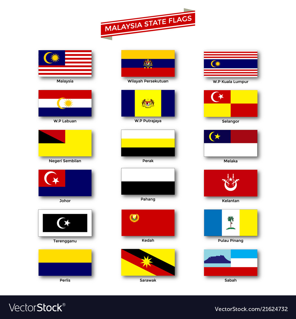 Malaysia state flags Royalty Free Vector Image