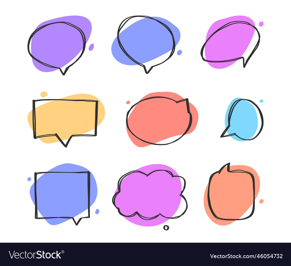 Set of dialog boxes different variants drawn Vector Image