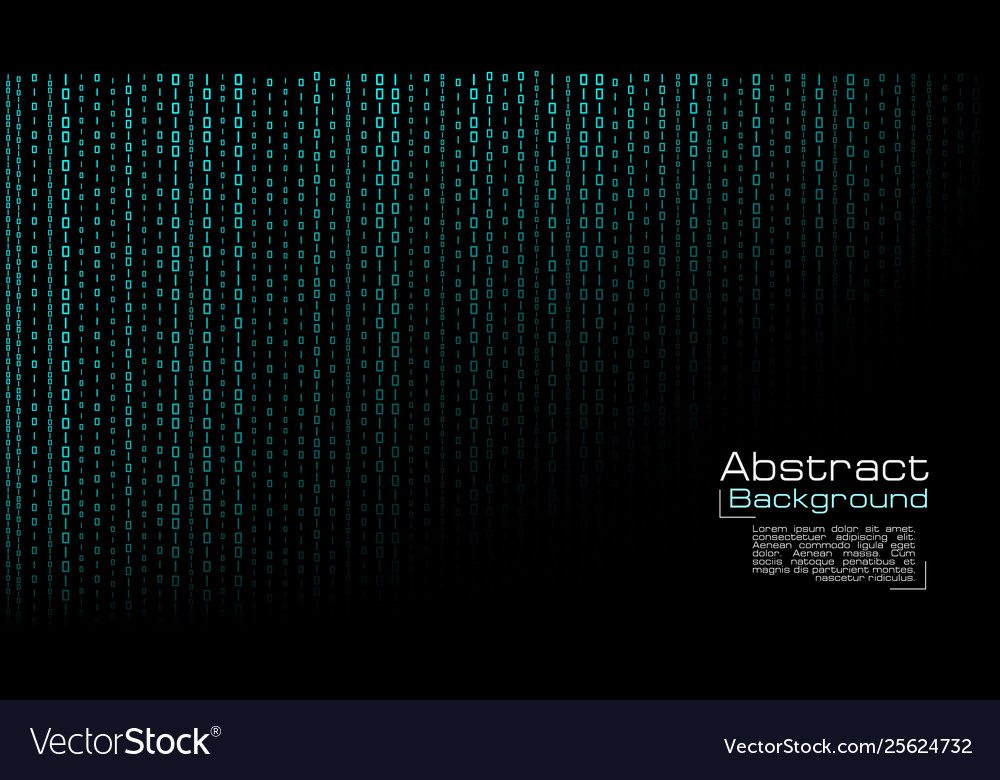Streaming blue binary code on black vector image Streaming blue binary code on black