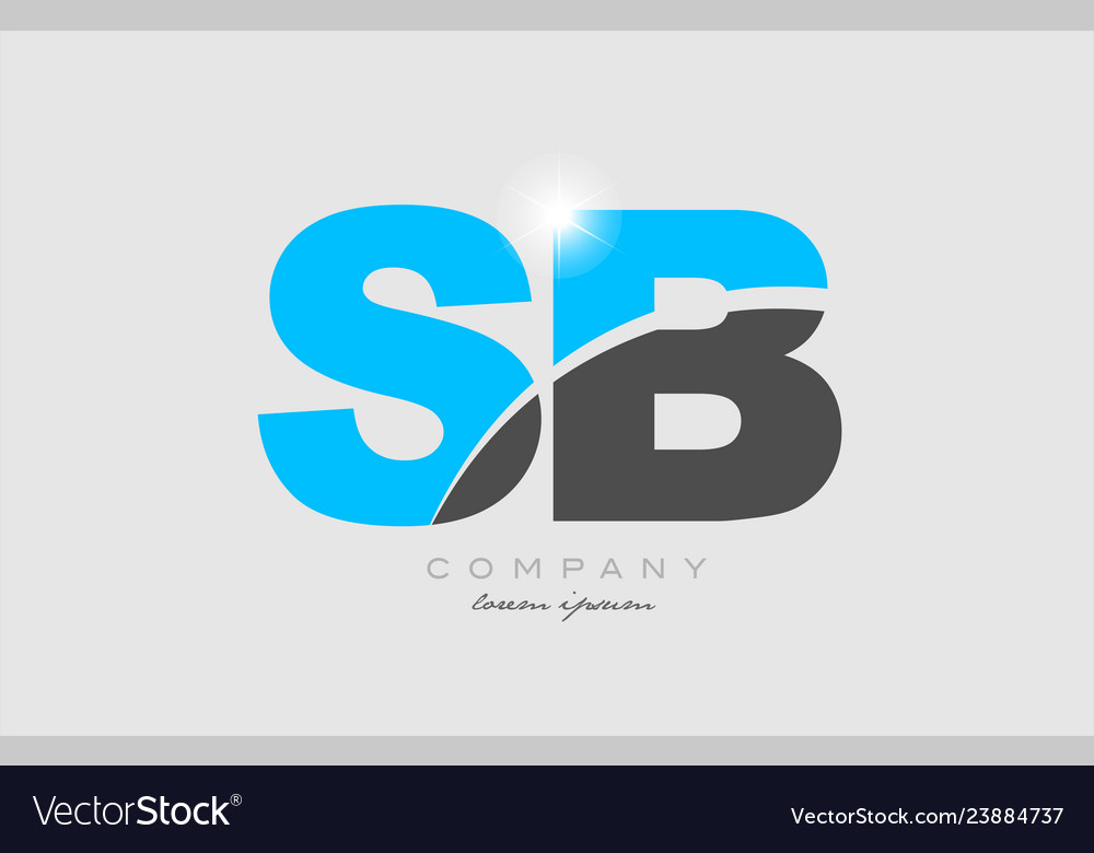 Combination letter sb s b in grey blue color