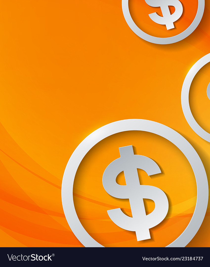 Dollar signs on abstract orange background Vector Image